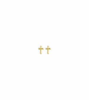 7/16 Inch 18KT Gold Plated Over Sterling Silver Budded Cross Earrings
