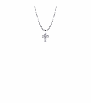 7/16 Inch Sterling Silver Baby Cross with Crystal CZ Stones Necklace