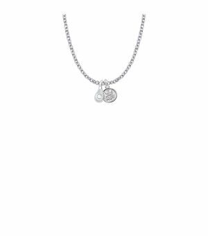 7/16 Inch Sterling Silver Tears of Joy April Birthstone Necklace with Guardian Angel Charm