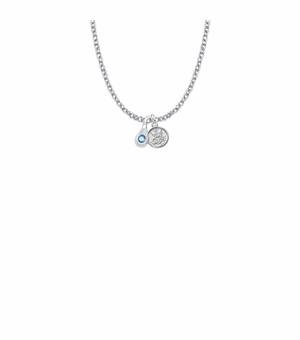 7/16 Inch Sterling Silver Tears of Joy December Birthstone Necklace with Guardian Angel Charm