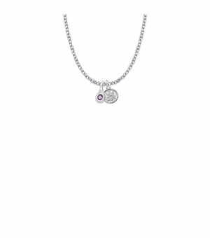 7/16 Inch Sterling Silver Tears of Joy February Birthstone Necklace with Guardian Angel Charm