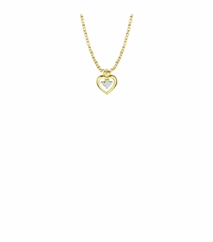 7/16 Inch Two-Tone 18KT Gold Plated Over Sterling Silver Dove and Open Heart Baby Necklace