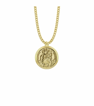 7/8 10KT Gold Filled Round St. Christopher Medal, Patron Saint of Travelers