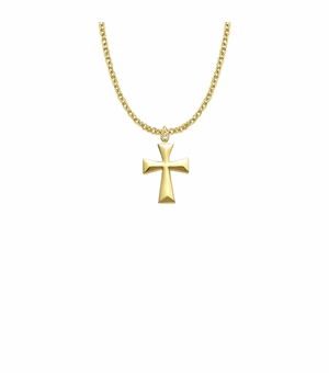 7/8 Inch 10KT Gold Filled Flared Cross Necklace