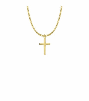 7/8 Inch 14K Gold Plated Over Brass Cross Necklace