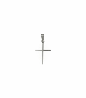 7/8 Inch 14K White Gold Stick Style Cross Pendant