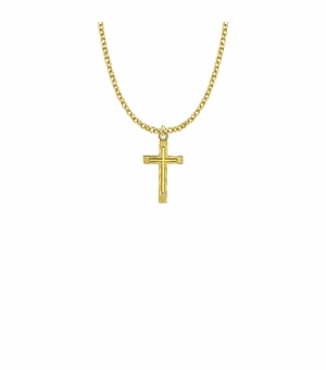 7/8 Inch 14KT Gold Plated Over Sterling Silver Cross on Cross Necklace