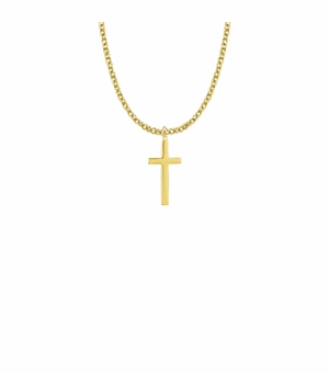 7/8 Inch 18KT Gold Over Sterling Silver Plain Cross Necklace