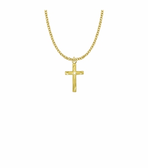 7/8 Inch 18KT Gold Plated Over Sterling Silver Centered Starburst Cross Necklace