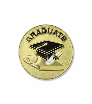 7/8 Inch Enameled Gold Graduate Lapel Pin