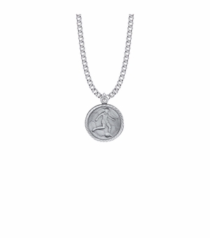 7/8 Inch Pewter Girls Soccer Medal with Cross on Back