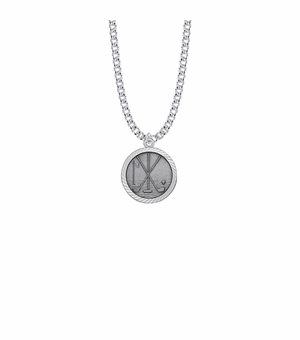 7/8 Inch Pewter Round Golf Medal with St. Christopher on Back