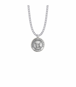 7/8 Inch Round Nickel Silver U.S. Navy Medal with Christ Strengthens Me on Back