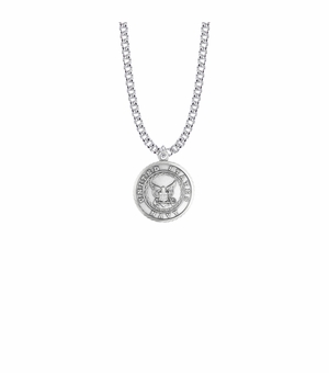 7/8 Inch Round Nickel Silver U.S. Navy Medal with St. Michael on Back