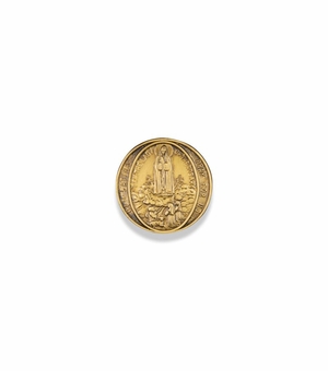7/8 Inch Round Pewter Gold Plated Our Lady of Fatima Pin