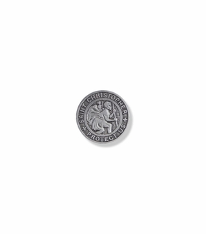 7/8 Inch Round Pewter St. Christopher, Patron Saint of Travelers Pin