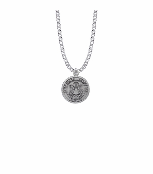 7/8 Inch Round Pewter U.S. Army Symbol Medal with St. Michael on the Back