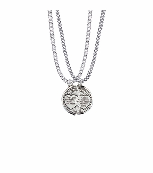 7/8 Inch Round Sterling Silver Mizpah Medal with Diamond Engraving