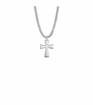 7/8 Inch Silver Plated Boy First Communion Flare Cross Necklace