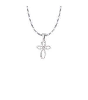 7/8 Inch Sterling Silver Bow Cross Necklace