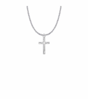 7/8 Inch Sterling Silver Centered Starburst Cross Necklace