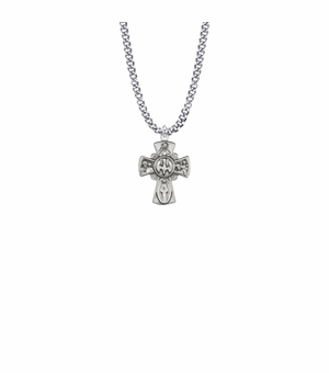 7/8 Inch Sterling Silver Engraved Antique Five Way Medal