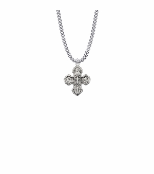 7/8 Inch Sterling Silver Engraved Antique Four Way Medal
