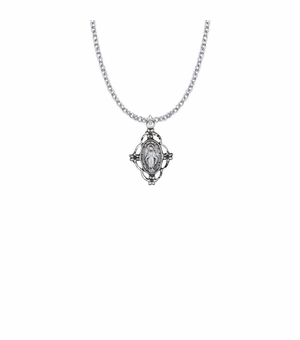 7/8 Inch Sterling Silver Filigree Oval Miraculous Medal