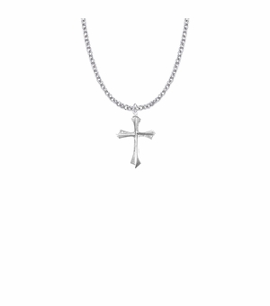 7/8 Inch Sterling Silver Flared Pointed Ends Cross Necklace