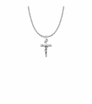 7/8 Inch Sterling Silver Ladies Crucifix