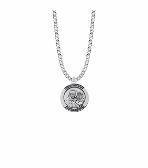 7/8 Inch Sterling Silver Large Round St. Robert Medal, Patron Saint Of Canonists