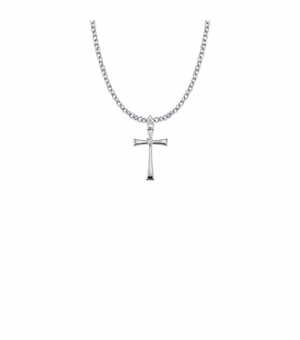 7/8 Inch Sterling Silver Maltese Cross Necklace with Cubic Zirconia Stone