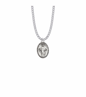 7/8 Inch Sterling Silver Oval Miraculous Medal