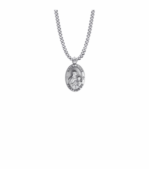7/8 Inch Sterling Silver Oval St. Anne Medal, Patron Saint of Women in Labor
