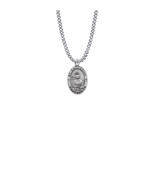7/8 Inch Sterling Silver Oval St. Catherine Medal, Patron Saint of Europe and Italy