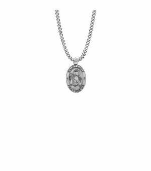 7/8 Inch Sterling Silver Oval St. Lucy Medal, Patron Saint of the Blind