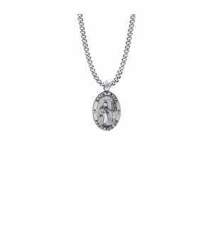 7/8 Inch Sterling Silver Oval St. Rita Medal, Patron Saint of Impossible Causes