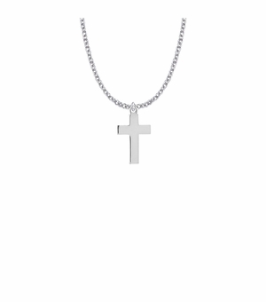 7/8 Inch Sterling Silver Plain Cross Necklace
