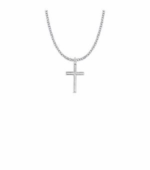 7/8 Inch Sterling Silver Recessed Cross Necklace