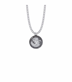 7/8 Inch Sterling Silver Round St. Christopher Starburst Medal, Patron Saint of Travelers