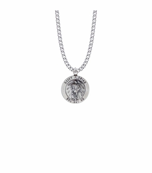 7/8 Inch Sterling Silver Round St. Florian Medal, Patron Saint of Firefighters