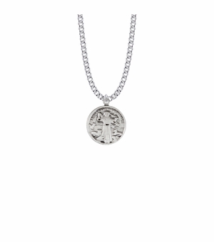 7/8 Inch Sterling Silver Round St. Francis Medal, Patron Saint of Animals