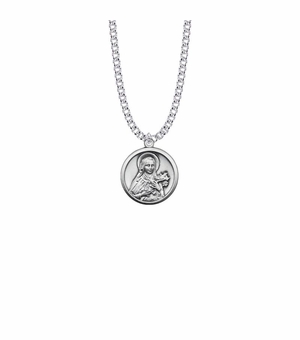7/8 Inch Sterling Silver Round St. Theresa Medal, Patron Saint of Aviators and Missions