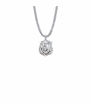 7/8 Inch Sterling Silver St. Michael Badge Shield Medal, Patron Saint of Police