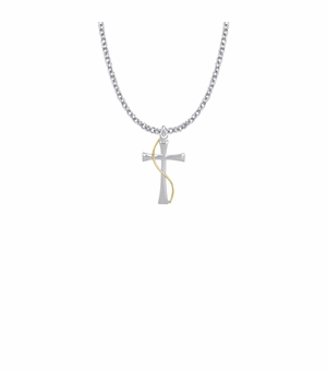 7/8 Inch Two-Tone Sterling Silver Maltese Wire Cross Necklace