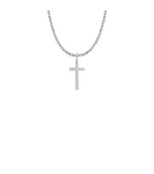 7/8 Sterling Silver Plain Cross Necklace