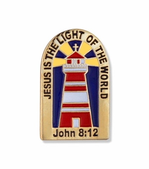 7/8 x 1/2 Jesus is the Light of the World Lighthouse Lapel Pin