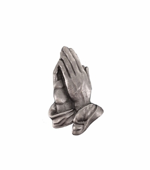7/8 x 5/8 Inch Antiqued Pewter Serenity Praying Hands Lapel Pin