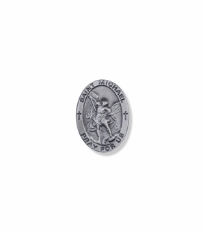 7/8 x 5/8 Inch Pewter Oval St. Michael, Patron Saint of Police Pin