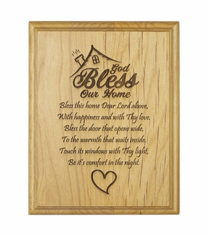 7 x 9 Inch Engraved "House Blessing" Genuine Alder Wood Wall or Table Decor Art
